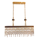 Lustre Pendente Retangular Cristal Sindora Dcd00284 100cm G9 Cor Dourado Bivolt