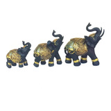 Cj 3 Elefantes Decorativos Em Resina Sabedoria Sorte Indiano