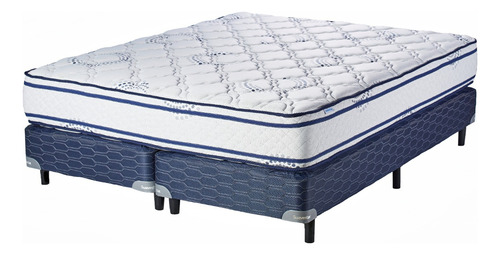 Sommier Americana Suavestar Espuma Atmosphere Súper Queen De 200cmx160cm  Azul Y Blanco Con Base Dividida