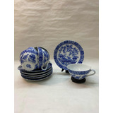 Antiguo Juego De Té De Porcelana Tsuji Old Blue