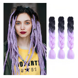 Extensiones 100% De Kanekalon Puro Para Trenzas Africanas Color Negro Morado