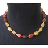 Csr1498 Collar Corto Piedra Aragonita, Goldstone Marron