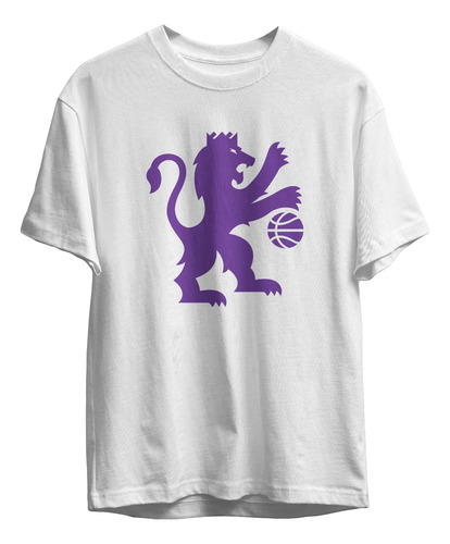 Remera Basket Nba Sacramento Kings Blanca Logo Leon