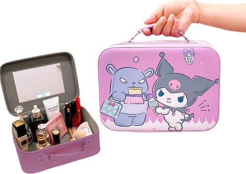 Neceser Cosmetiquera Kuromi Kitty Melody Con Espejo Maletin