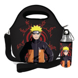 Kit Bolsa Lancheira + Garrafa Termica Naruto Homem Aranha