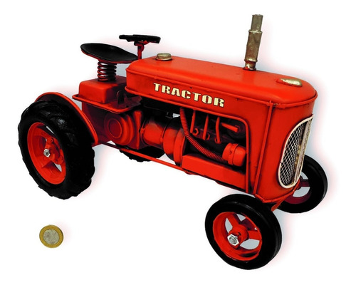 Tractor Antiguo Decorativo 26cm Replica Artesanal Metal 1/16