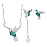 Conjunto Joyas Colibrí S925 Plata Cristal Swarovski