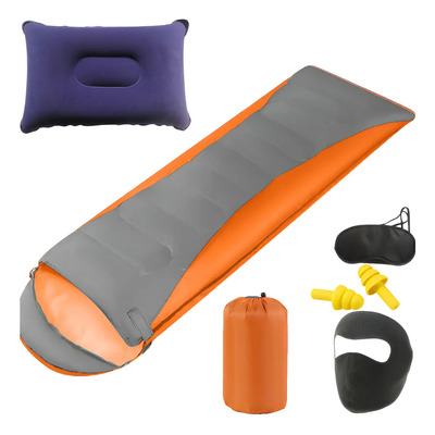 Bolsa De Dormir Exterior Camping Acampar Sleeping Bag+almohada+máscara de ojos+tapones para oídos+máscara facial,kit 5pcs,Redluck,Color Gris y Naranja | MercadoLibre
