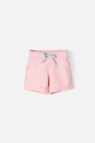 Short Littlemic Con Amarre Delantero Rosado Para Niña 2t A 5