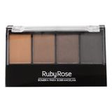 Sombra Para Sobrancelha Ruby Rose Paleta Com 4 Cores