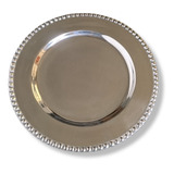 Plato Base Pewter Brillante Porta Platos Modelo Perlas 34cm