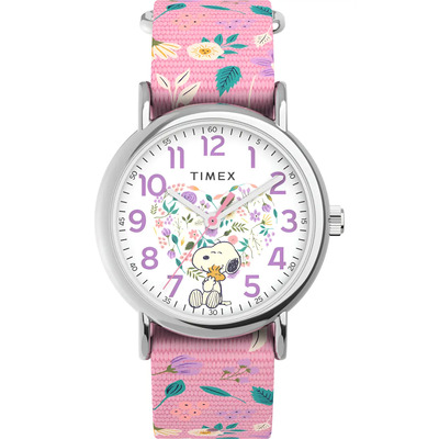 Timex Reloj Snoopy Y Woodstock (38 Mm), Snoopy Floral Rosa | Envío gratis