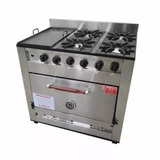 Cocina Industrial Pevi 4 Hornallas + Plancha 90cm Acero Cc