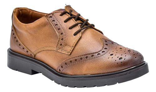 Zapato Niño Azul P. 827 Piel Café Vestir Escolar 18 Al 21.5