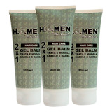 Kit 3 Gel Balm Para Barba E Cabelos 2x1 200ml H.o.men Master