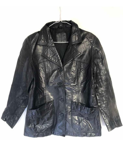 Campera De Cuero Blazer Mujer Negro Brillosa Charol