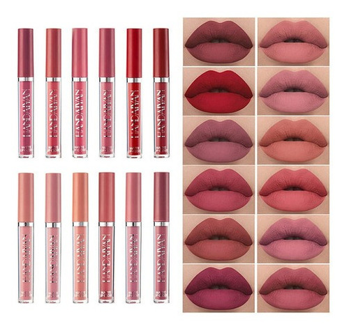 Set De 12 Colores De Lápiz Labial Líquido Mate De Larga Dura