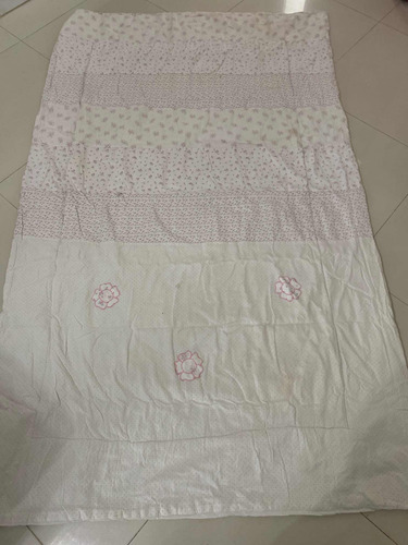 Acolchado 1  Plaza Niña Rosa Blanco Patchwork Piqué Algodon