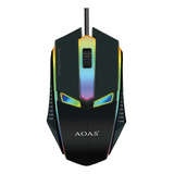 Mouse Gamer Aoas Usb Rgb Luz V1 2064200 Shine Color Negro