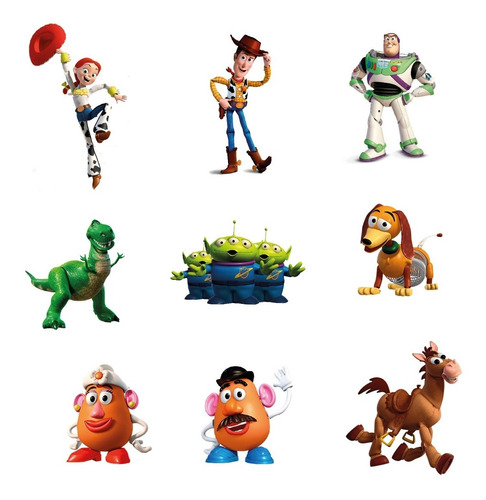 Figuras Toy Story Base Rígida Kit De 9 Pzas Coroplast