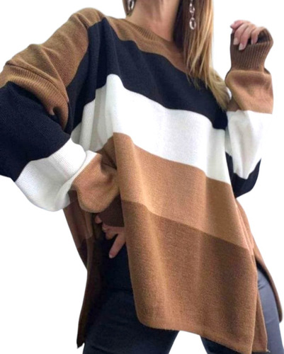 Maxi Sweater Rayado Mujer Oversize 