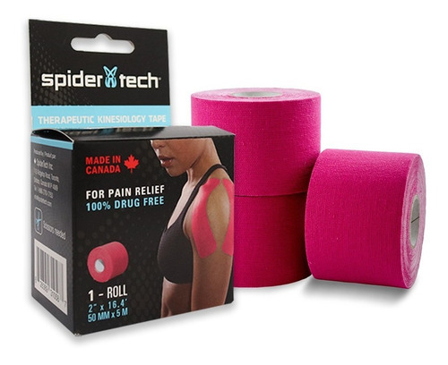 Tape Cinta Kinesiologica Neuromuscular Spidertech 50mm X 5m Color Rosa