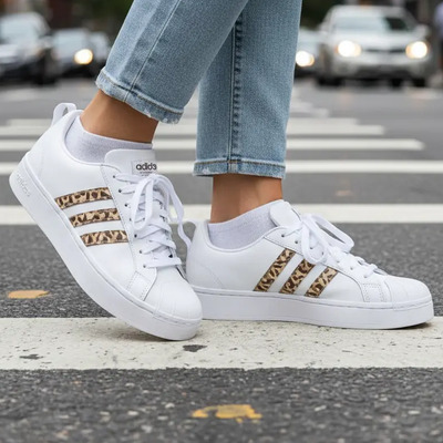 Tenis Adidas Mujer Dama Streetcheck Camo Animal Print Blanco Casual | Envío gratis