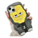 Funda Bob Esponja Patricio + Protector Cargador Para iPhone