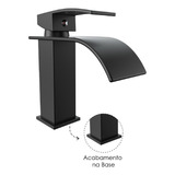 Torneira Misturador Monocomando Preto Cascata Baixa Slim