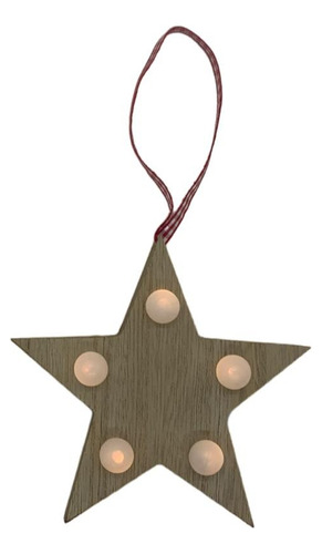 Adorno Colgante Navidad Estrella Led Madera 13 Cm X 13 Cm