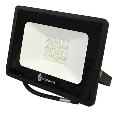 Reflector Led Slim 30w Luz Calida 3000k Ip65 Carcaza Negra