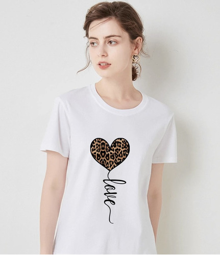 Camiseta Con Estampado De Globo Y Corazón De Leopardo Con 
