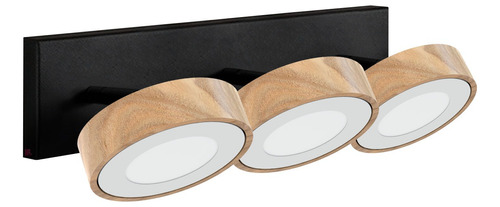 Aplique 3 Luces Madera Ideal Baño Con Lamparas Led Buena Luz