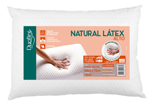 Travesseiro Ortopédico Alto Látex Natural 50x70 16 De Altura