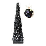 Árbol De Navidad Artificial Negro Con Lentejuelas Redondas D