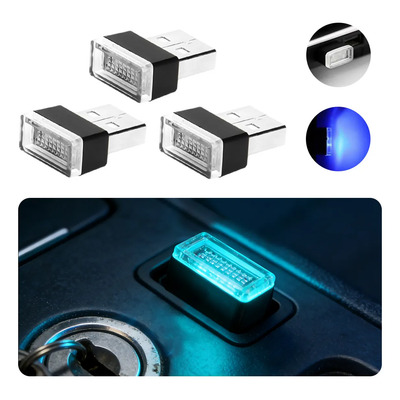 3 Usb Led Mini Luz Inalámbrica Del Coche Iluminación Interio