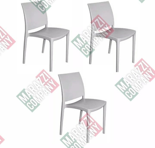 Silla Plastica Mascardi Modelo Valencia Color Blanco X 3