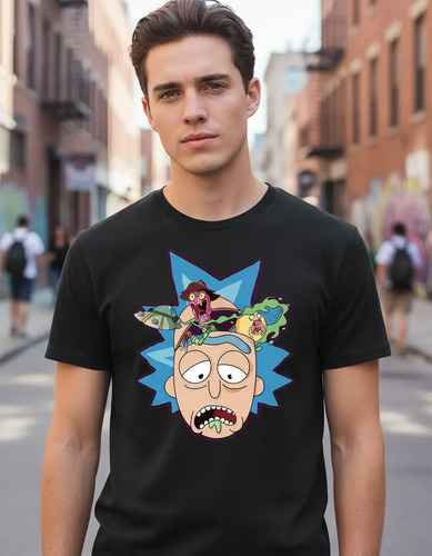 Playera Negra Algodon Rick And Morty Volver Al Futuro | Meses sin interés