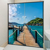 Adesivo Box Banheiro 3d Pier Praia Box 2 Folhas De 70x200cm