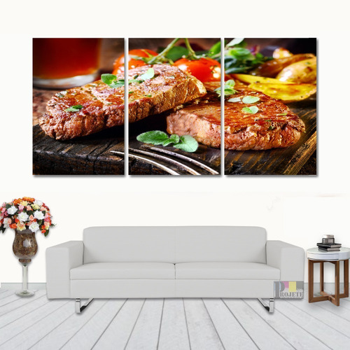 Quadros Decorativo Carne Churrasco Chapa 120x60 Lindo N4