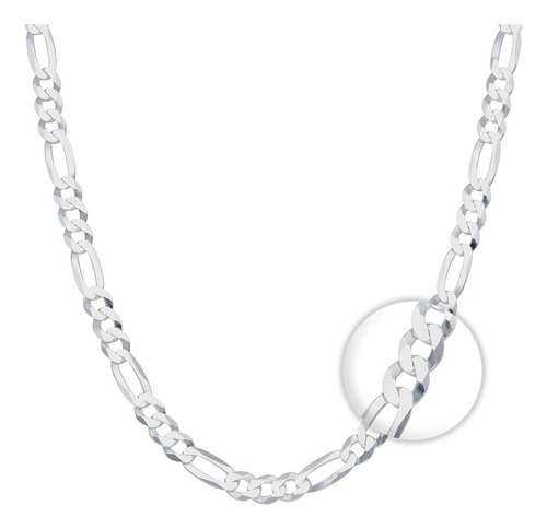 Cadena Figaro Plata Fina Ley 925 5mm 50cm Collar Cartier Uni