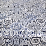 Toalha Mesa Térmica Impermeável Pvc Azulejo Azul Redonda1,38