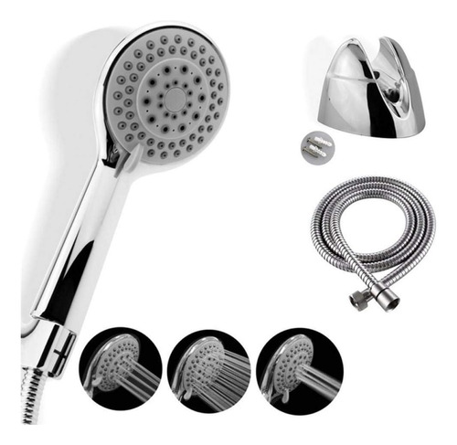 Kit De Ducha Teléfono + Manguera 1.5m Y Soporte Cromado