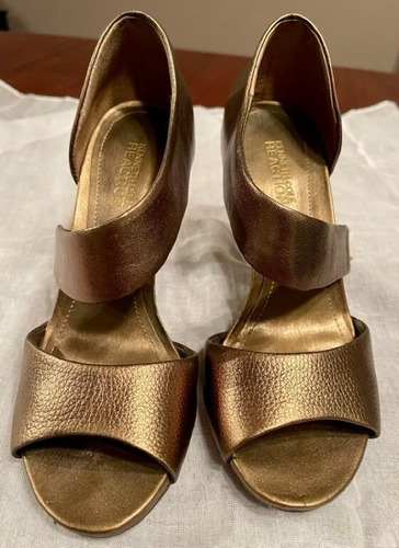 Zapatilla Peep-toe Oro Viejo, Talla 23.5