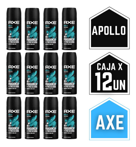 Desodorante Axe Fragancia Apollo Sin Irritación Pack X12 