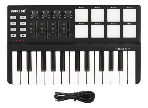 Teclado Controlador Midi Usb De 25 Teclas Mini Panda Drum Pa