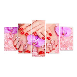 Quadros Manicure Pedicure Com Flores E Unhas Vermelhas