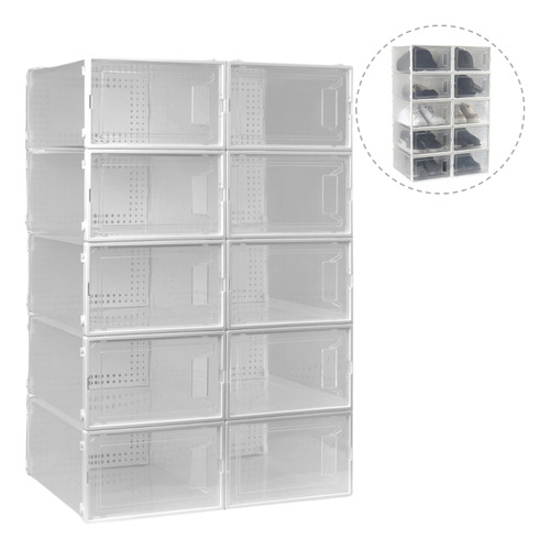 Organizador Zapatos Plástico Pack X10 Caja Apilable Multiuso