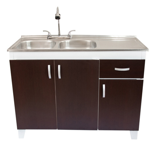 Fregadero Doble Tarja 3 Puertas Cocina / Chocolate 1.2m