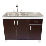 Fregadero Doble Tarja 3 Puertas Cocina / Chocolate 1.2m